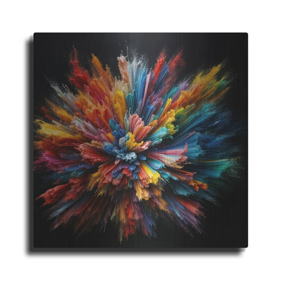 Luxe Metal Art 'Color Burst 1' by Rey Klimt Metal Wall Art, 12" x 12"