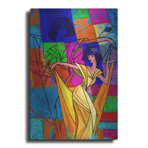 Luxe Metal Art 'Color Dance' by Ata Alishahi, Metal Wall Art, 16"x24"