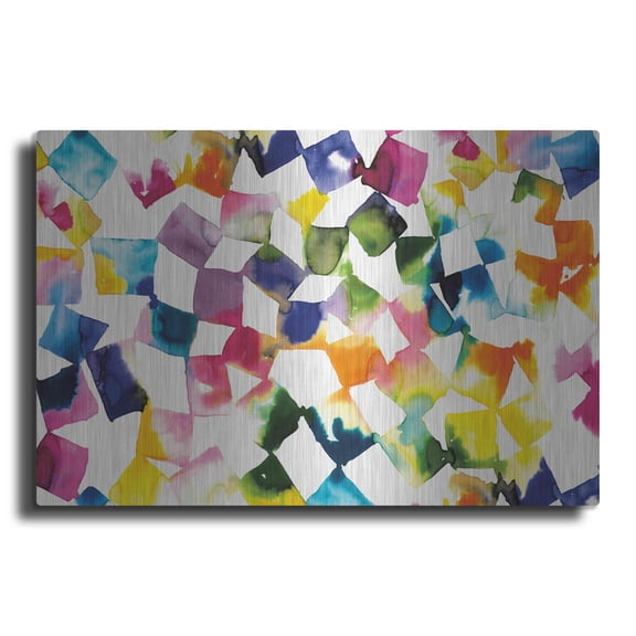 Luxe Metal Art 'Colorful Cubes' by Wild Apple Portfolio, Metal Wall Art, 16"x12"