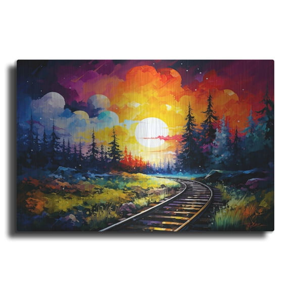 Luxe Metal Art 'Colorfull Rails' by Momart Metal Wall Art, 24" x 16"
