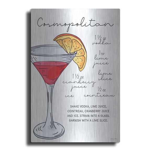 Luxe Metal Art 'Cosmopolitan Recipe' by Susan Ball Metal Wall Art, 24" x 36"
