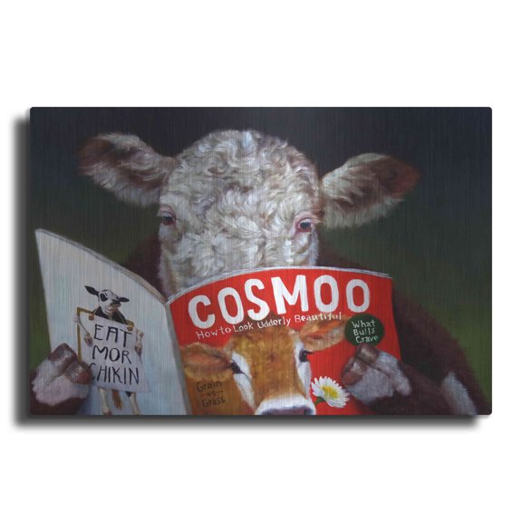 Luxe Metal Art 'Cow Tips' by Lucia Heffernan, Metal Wall Art, 24"x16"