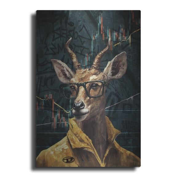 Luxe Metal Art 'Crypto Antelope' by Svetlana Aleynikova Metal Wall Art, 16" x 24"