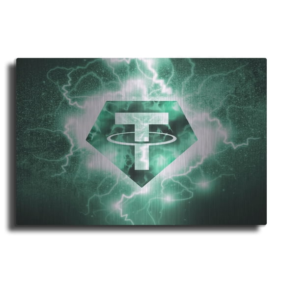 Luxe Metal Art 'Crypto Eclipse Tether Usdt' by Luxe Portfolio, Metal Wall Art, 16"x12"
