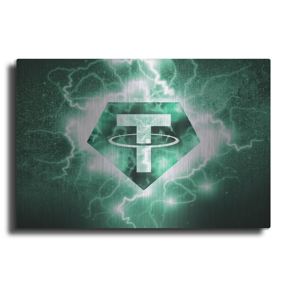 Luxe Metal Art 'Crypto Eclipse Tether Usdt' by Luxe Portfolio, Metal Wall Art, 36"x24"