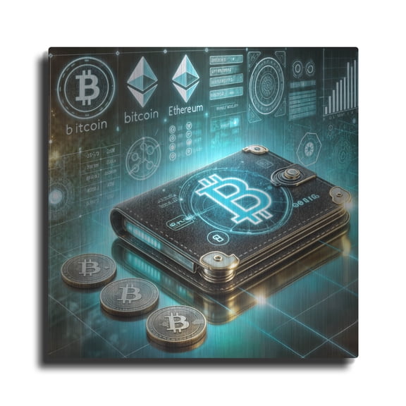 Luxe Metal Art 'Crypto Wallet' by Rey Klimt Metal Wall Art, 36" x 36"