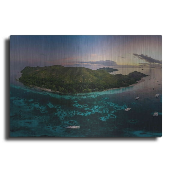 Luxe Metal Art 'Curieuse Island Seychelles Crop' by Luxe Portfolio, Metal Wall Art, 24"x16"