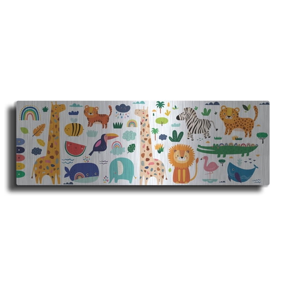 Luxe Metal Art 'Cute Animals' by Luxe Portfolio, Metal Wall Art, 36"x12"
