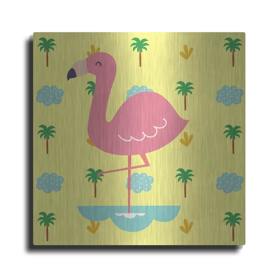 Luxe Metal Art 'Cute Flamingo' by Luxe Portfolio, Metal Wall Art, 36"x36"