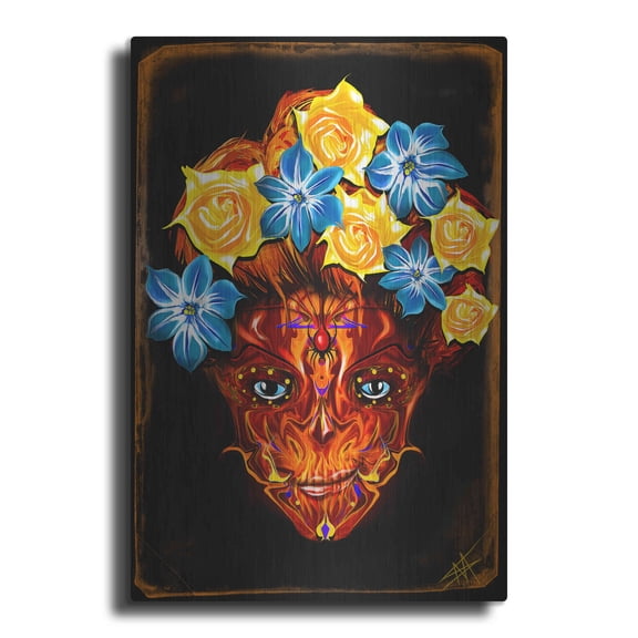 Luxe Metal Art 'Day of the Dead 1' by Michael Stewart, Metal Wall Art, 24"x36"