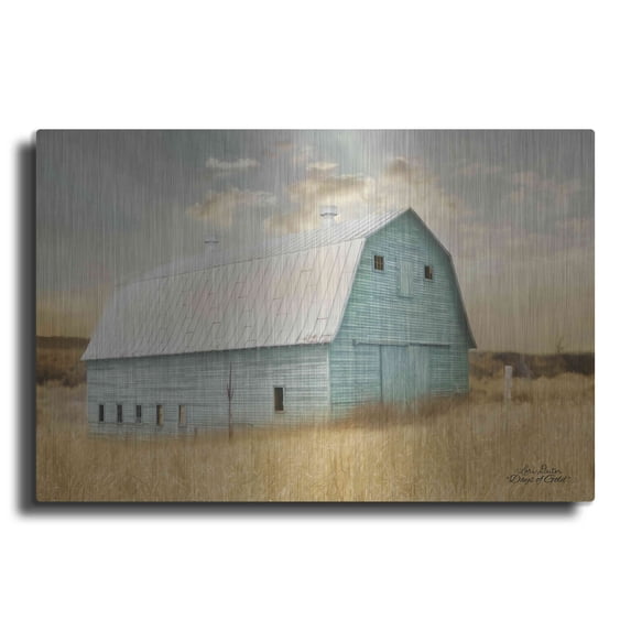 Luxe Metal Art 'Days of Gold' by Lori Deiter, Metal Wall Art, 16"x12"