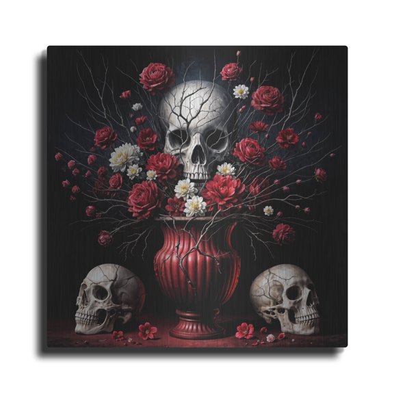 Luxe Metal Art 'Dead Flowers 1' by KIR.DART Metal Wall Art, 24" x 24"