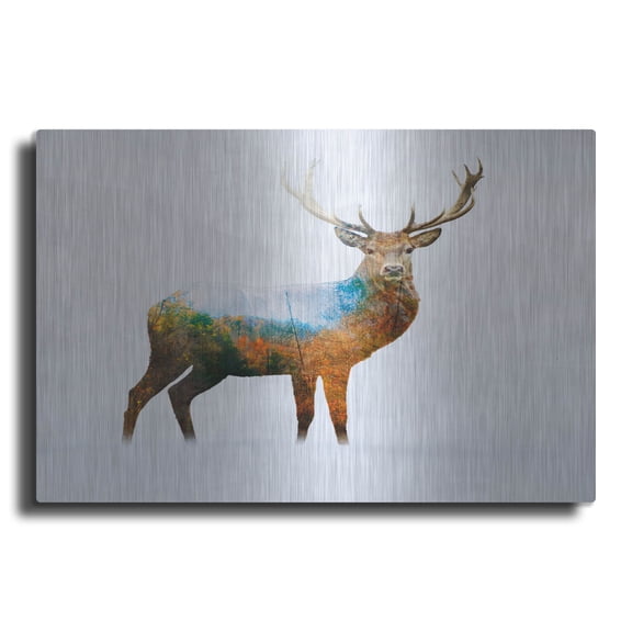 Luxe Metal Art 'Deer 1' by Mark Ashkenazi Metal Wall Art, 16" x 12"