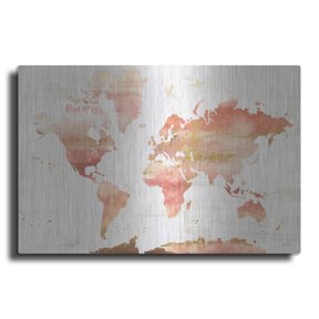 Luxe Metal Art 'Desert Blooms Abstract Map' by Laura Marshall, Metal Wall Art, 24"x16"