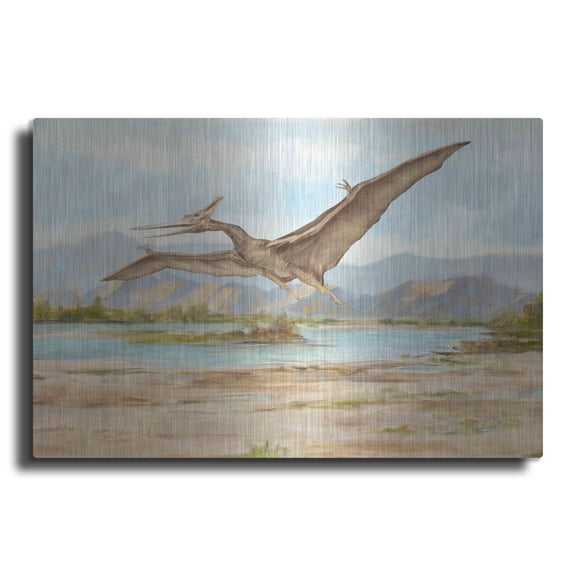 Luxe Metal Art 'Dinosaur Illustration VI' by Ethan Harper, Metal Wall Art, 24"x16"