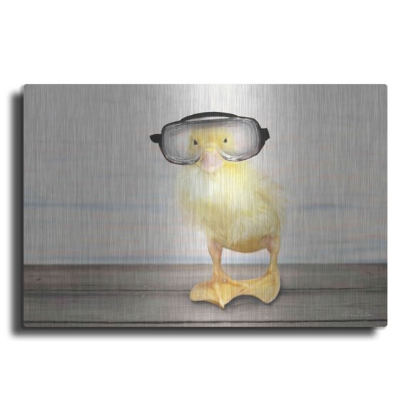Luxe Metal Art 'Diving Duck' by Lori Deiter, Metal Wall Art, 16"x12"