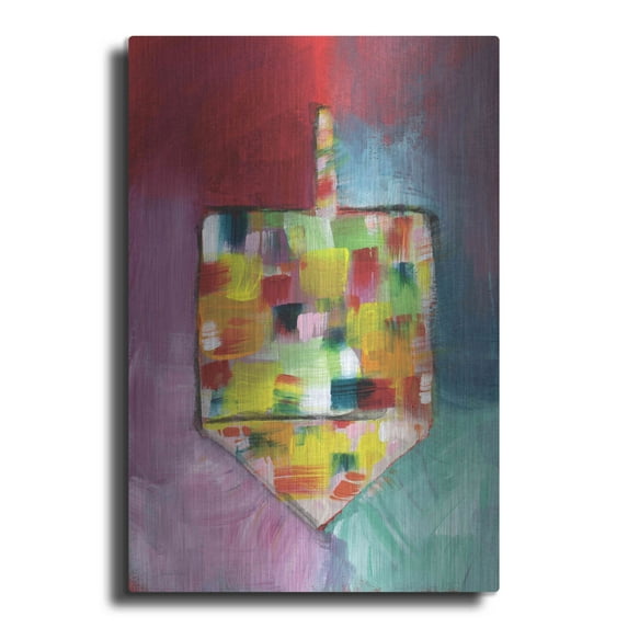 Luxe Metal Art 'Dreidel of Many Colors' by Linda Woods, Metal Wall Art, 12"x16"