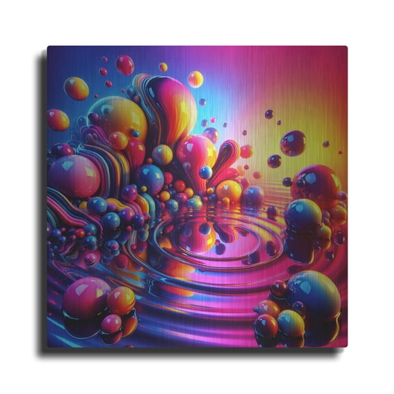 Luxe Metal Art 'Drops Of Color' by Rey Klimt Metal Wall Art, 12" x 12"