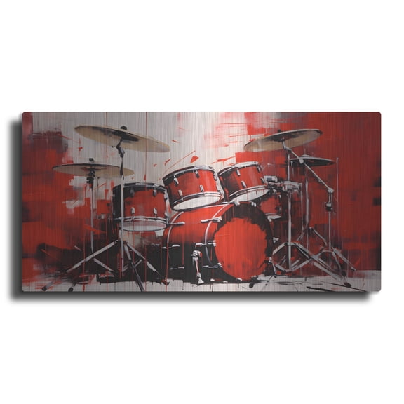 Luxe Metal Art 'Drums 11' by Sean Parnell Metal Wall Art, 24" x 12"