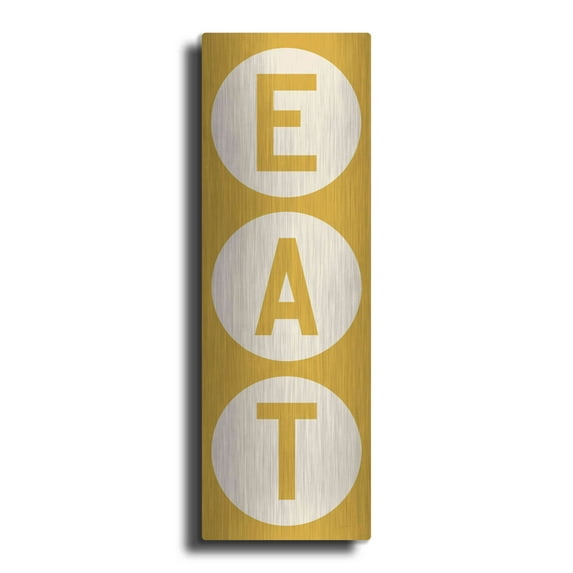 Luxe Metal Art 'Eat' by Ryan Fowler, Metal Wall Art, 12"x36"