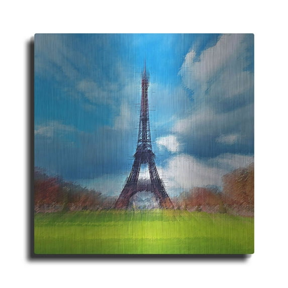 Luxe Metal Art 'Eiffel Tower' by David Manlove, Metal Wall Art, 24"x24"