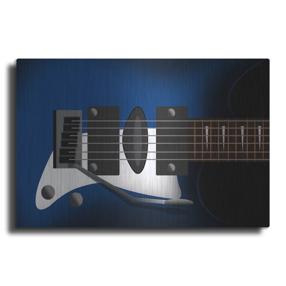 Luxe Metal Art 'Electric Guitar D6ivpj3' by Mark Ashkenazi Metal Wall Art, 16" x 12"