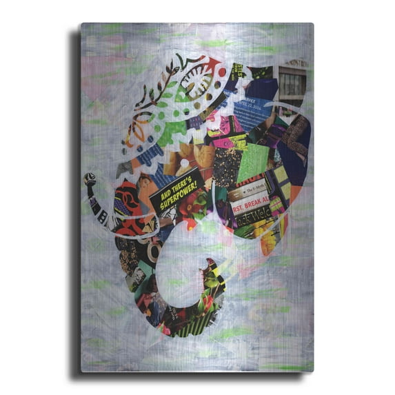 Luxe Metal Art 'Elephant' by Artpoptart, Metal Wall Art, 12"x16"