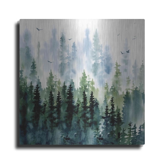 Luxe Metal Art 'Evening Treeline Sq' by Katrina Pete, Metal Wall Art, 24"x24"