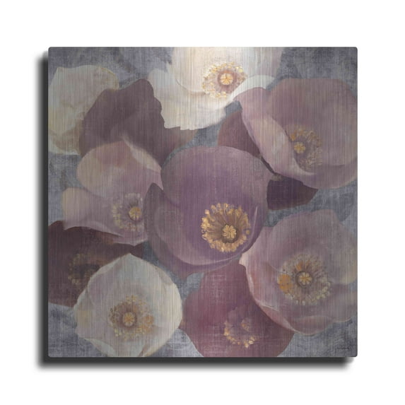 Luxe Metal Art 'Eventide Plum' by Albena Hristova, Metal Wall Art, 12"x12"