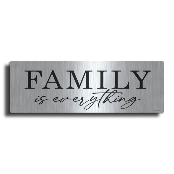Luxe Metal Art 'Family is Everything' by lettered & lines, Metal Wall Art, 48"x16"