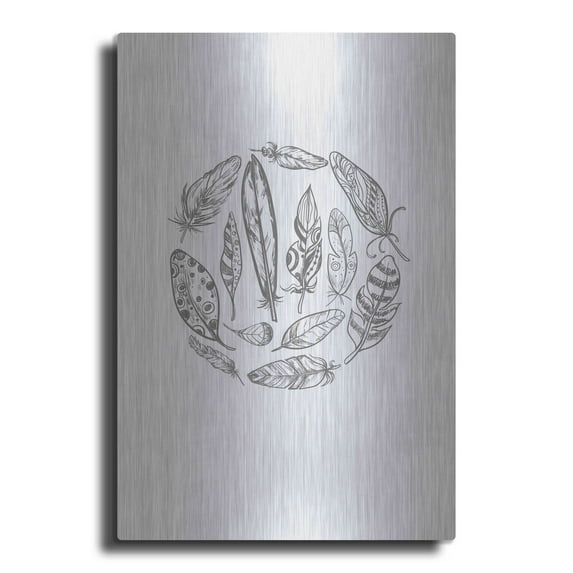 Luxe Metal Art 'Feather Circle' by Incado, Metal Wall Art, 12"x16"