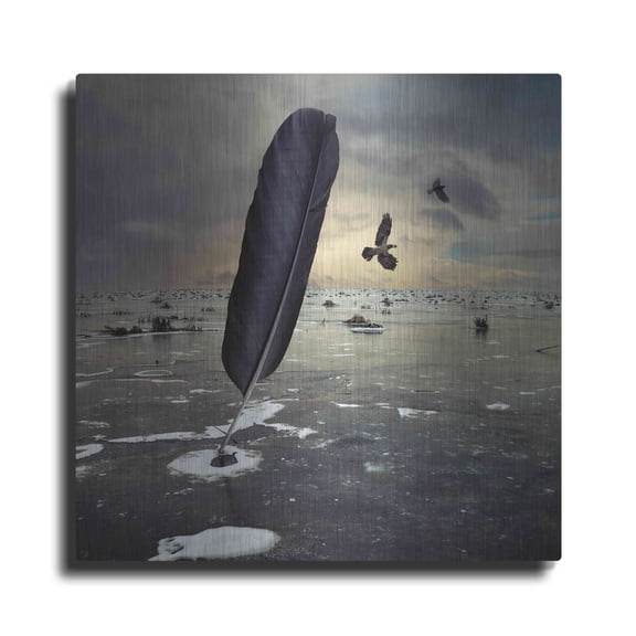 Luxe Metal Art 'Featherland' by Dariusz Klimczak, Metal Wall Art, 36"x36"