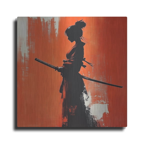 Luxe Metal Art 'Female Samurai' by Rich Monet Metal Wall Art, 12" x 12"
