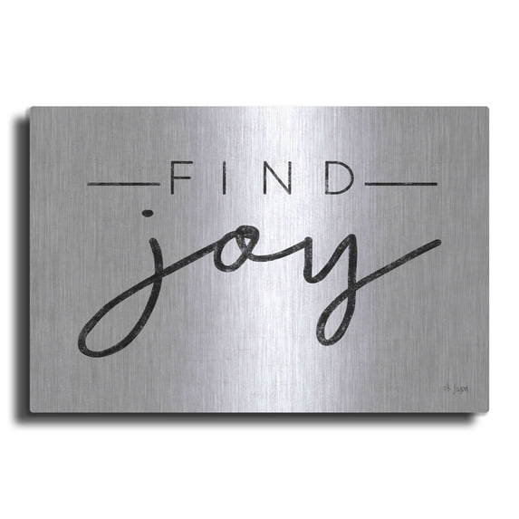Luxe Metal Art 'Find Joy' by Jaxn Blvd, Metal Wall Art, 36"x24"