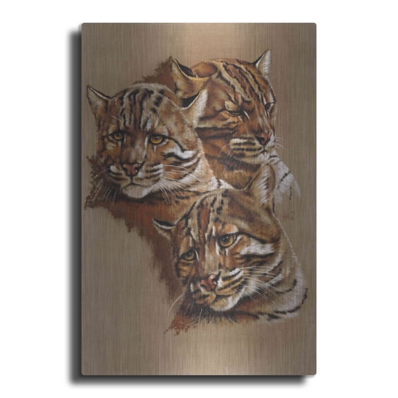Luxe Metal Art 'Fire Cat' by Barbara Keith, Metal Wall Art, 16"x24"