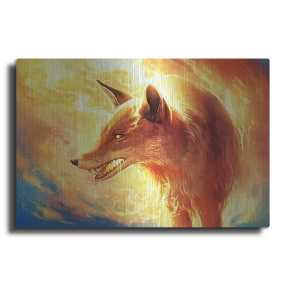 Luxe Metal Art 'Fire Fox' by JoJoesArt, Metal Wall Art, 24"x16"