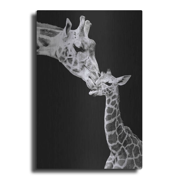 Luxe Metal Art 'First Love - Giraffe' by Incado, Metal Wall Art, 24"x36"