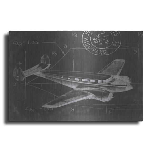 Luxe Metal Art 'Flight Schematic IV' by Ethan Harper Metal Wall Art, 24"x16"