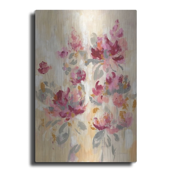 Luxe Metal Art 'Floral Reflections II' by Silvia Vassileva, Metal Wall Art, 16" x 24"
