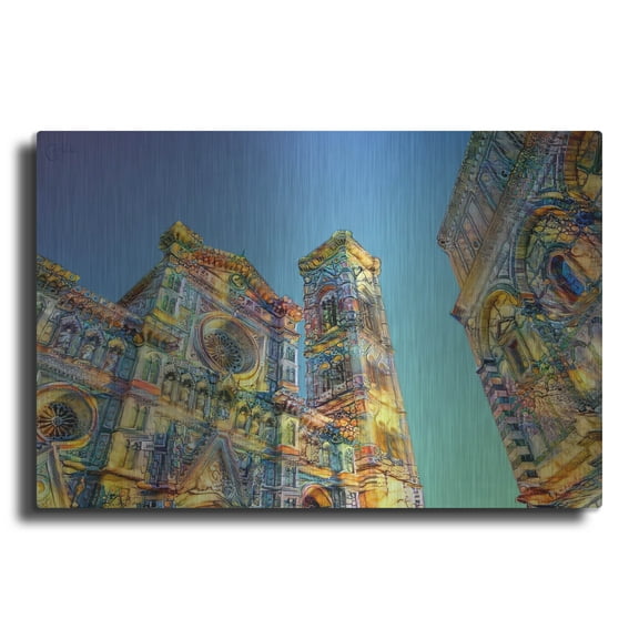 Luxe Metal Art 'Florence Italy Cathedral Of Saint Mary Of The Flower Ver2' by Pedro Gavidia, Metal Wall Art, 24"x16"