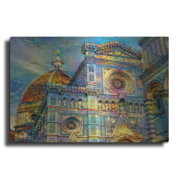 Luxe Metal Art 'Florence Italy Cathedral Of Saint Mary Of The Flower' by Pedro Gavidia, Metal Wall Art, 16"x12"