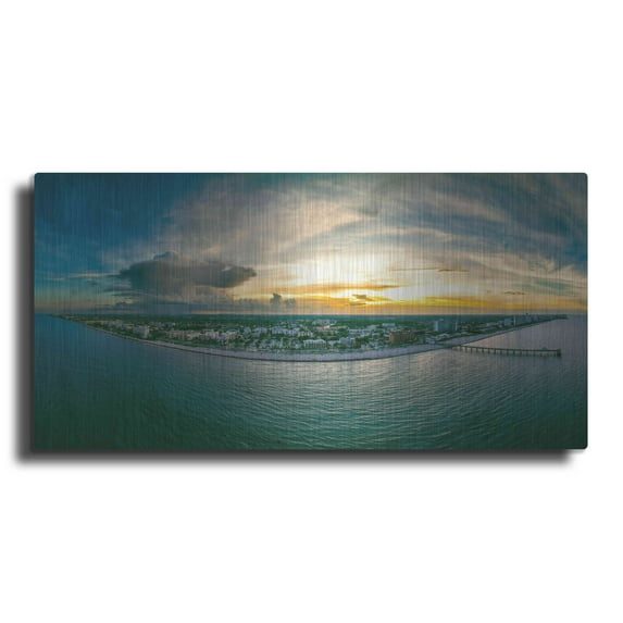 Luxe Metal Art 'Florida - Deerfield Beach 1' by Luxe Portfolio, Metal Wall Art, 24"x12"