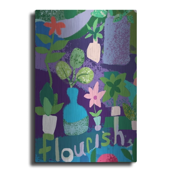 Luxe Metal Art 'Flourish' by Holly McGee, Metal Wall Art, 16"x24"