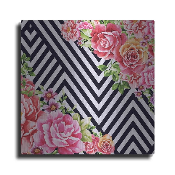 Luxe Metal Art 'Flower Geometric' by Mark Ashkenazi, Metal Wall Art, 36"x36"