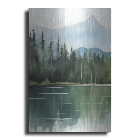 Luxe Metal Art 'Forest Landscape I' by Petals Prints Design, Metal Wall Art, 24"x36"