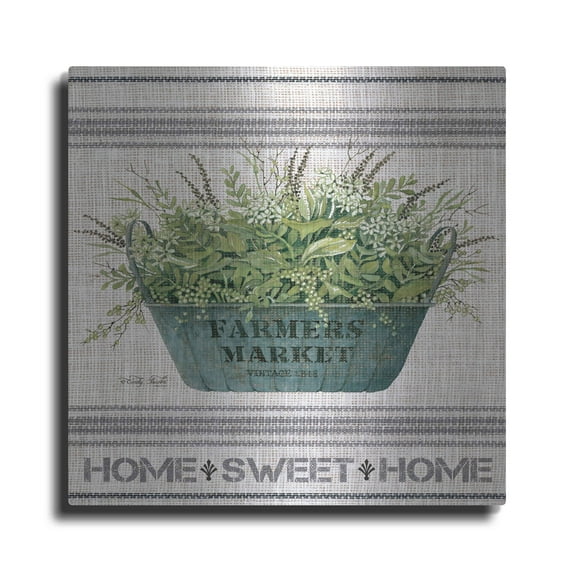 Luxe Metal Art 'Galvanized Farmer's Market Home Sweet Home' by Cindy Jacobs, Metal Wall Art, 36"x36"