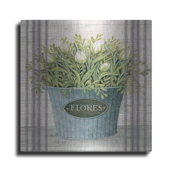 Luxe Metal Art 'Galvanized Flores' by Cindy Jacobs, Metal Wall Art, 36"x36"