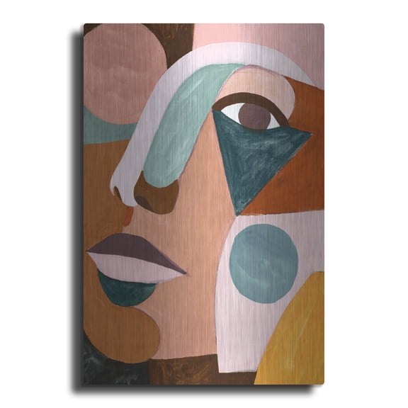 Luxe Metal Art 'Geo Face IV' by Victoria Borges, Metal Wall Art, 12"x16"