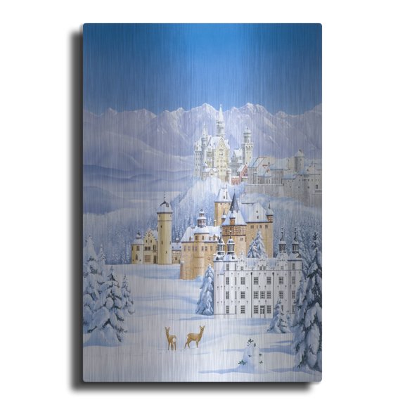 Luxe Metal Art 'German Castles In Winter' by Harro Maass, Metal Wall Art, 12"x16"