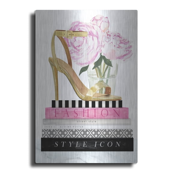 Luxe Metal Art 'Get Glam I' by Victoria Borges, Metal Wall Art, 12" x 16"